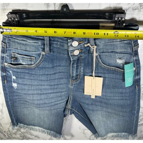 KanCan Womens Denim High Rise Bermuda Shorts Size 28 waist Distressed Frayed Hem - Picture 2 of 6